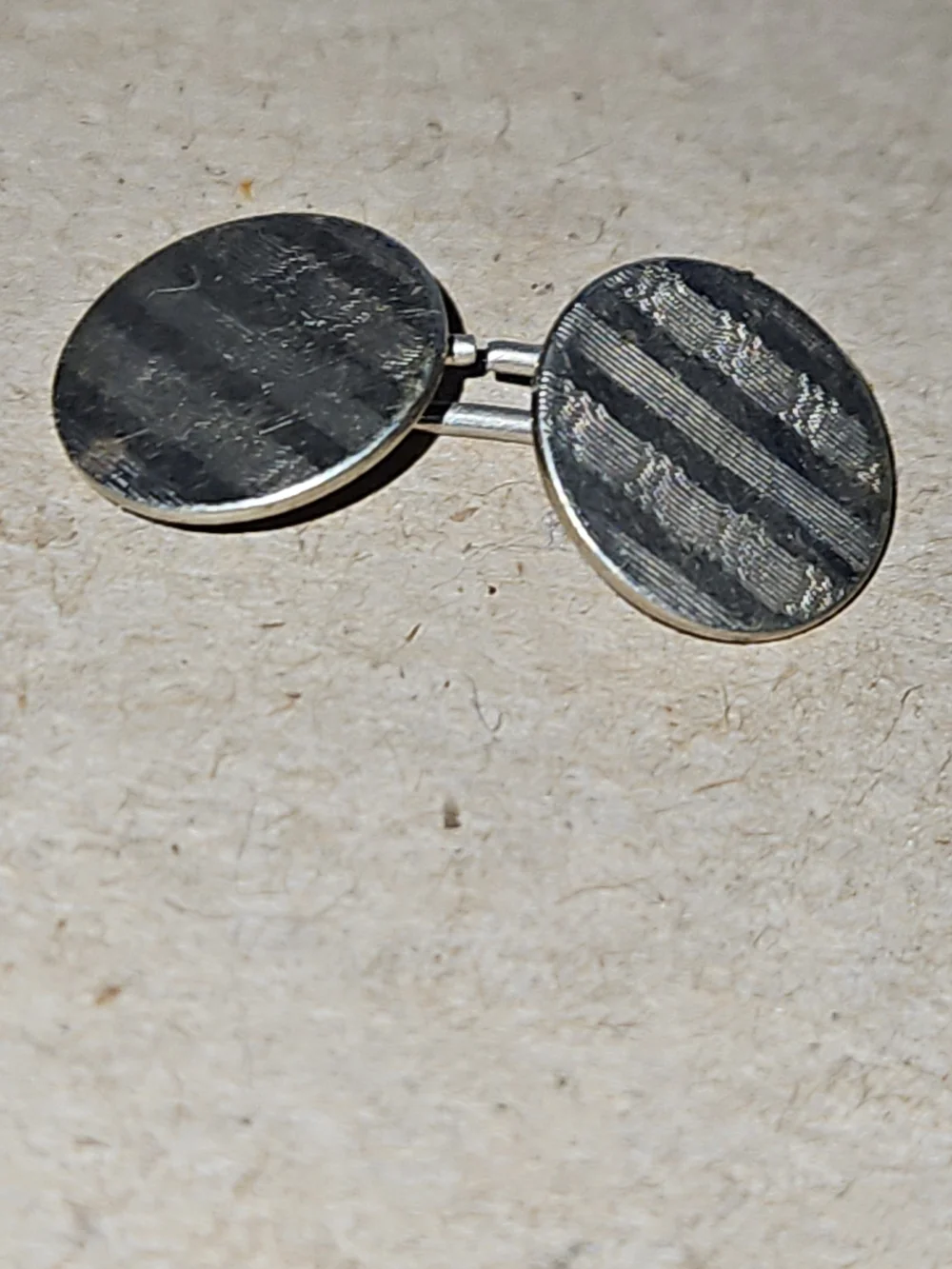 Vintage Single Art Deco Belais Cuff Link features 14K white gold fronts